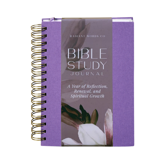 Purple Bible Study Journal with floral design on a white background