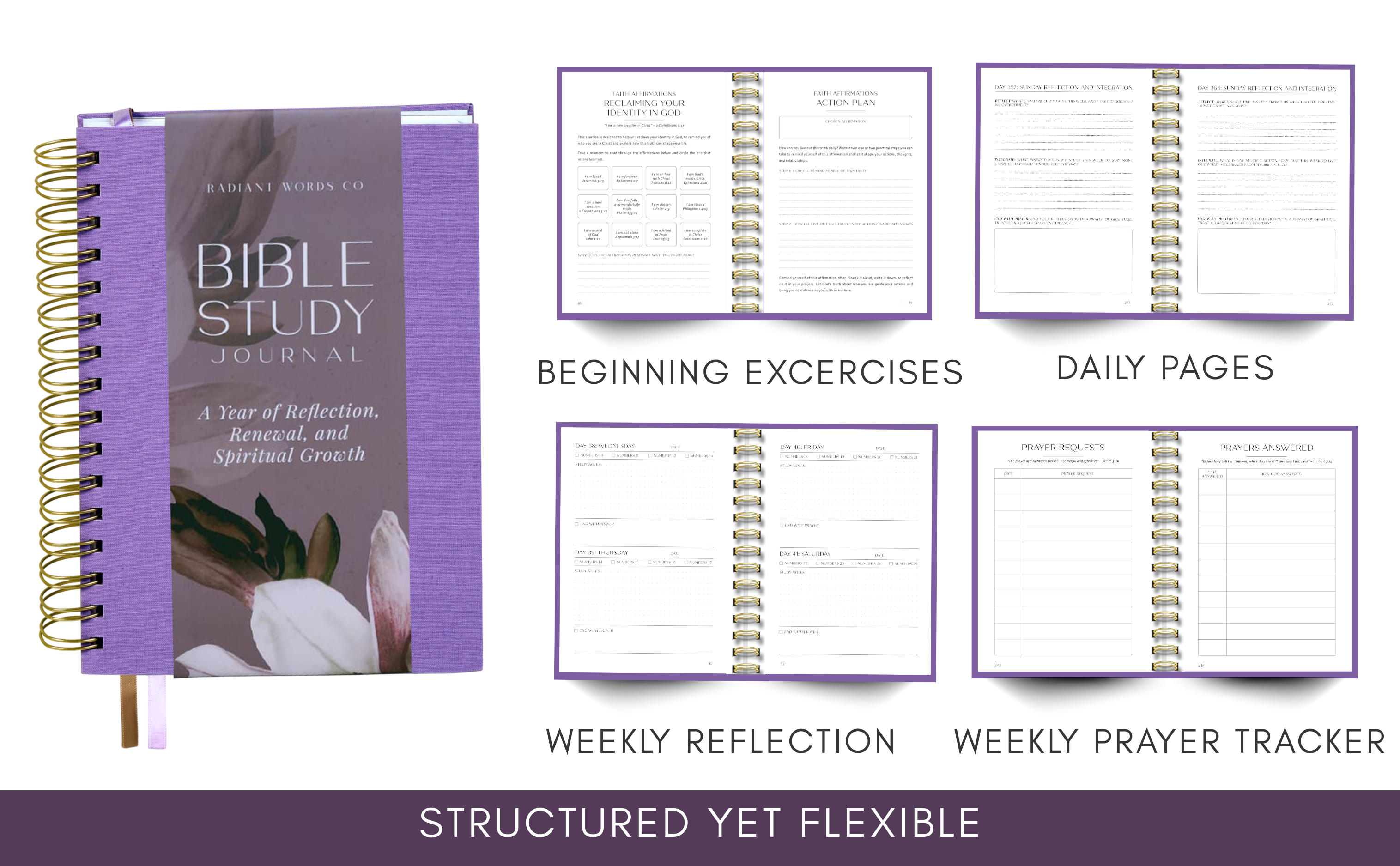 Bible Study Journal – A Year of Reflection, Renewal & Spiritual Growth | 365-Day Guided Scripture Study, Prayer Tracker & Weekly Reflection Prompts | A5 Spiral, Minimalist & Elegant Design